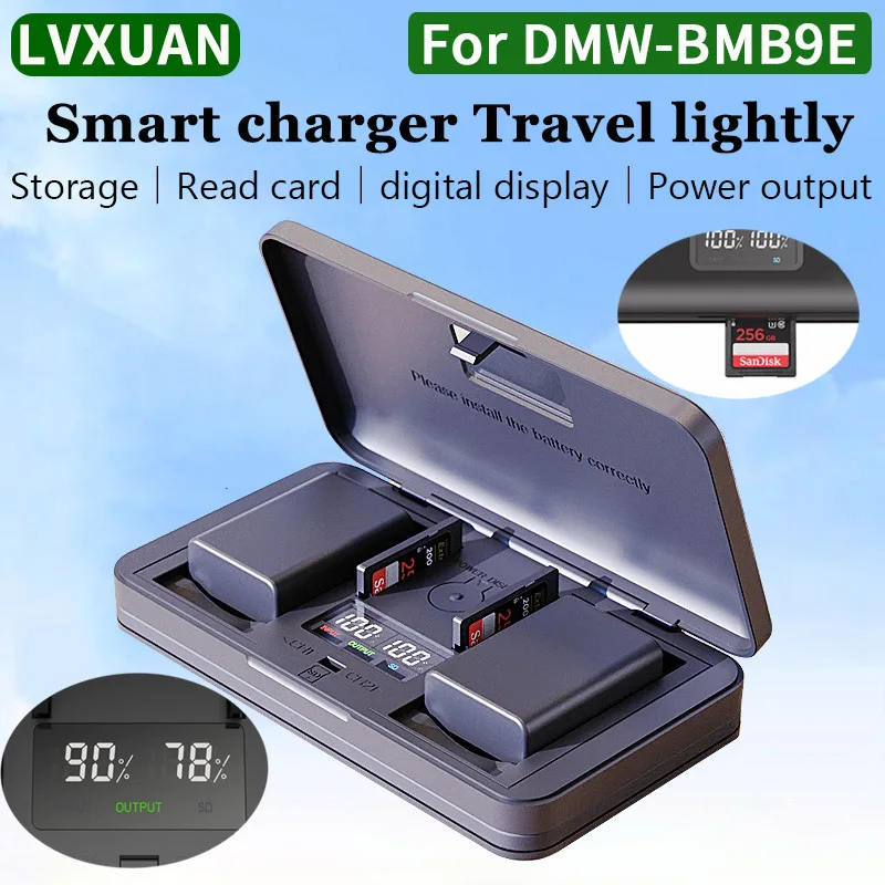 LVXUAN DMW-BMB9E Battery Charger with Card Reader,for Panasonic Lumix DMC-FZ40 FZ45 FZ47 FZ48 FZ150 FZ60 FZ70 FZ100 FZ80 cameras