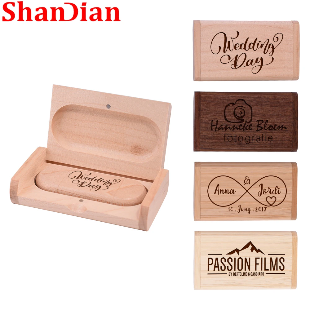 Shandian TYPE-C USB Flash Drives 128GB Wooden 2-in-1 Memory Stick 64GB Free Custom Logo Pen Drive  Anti Drop Box Wedding Gift