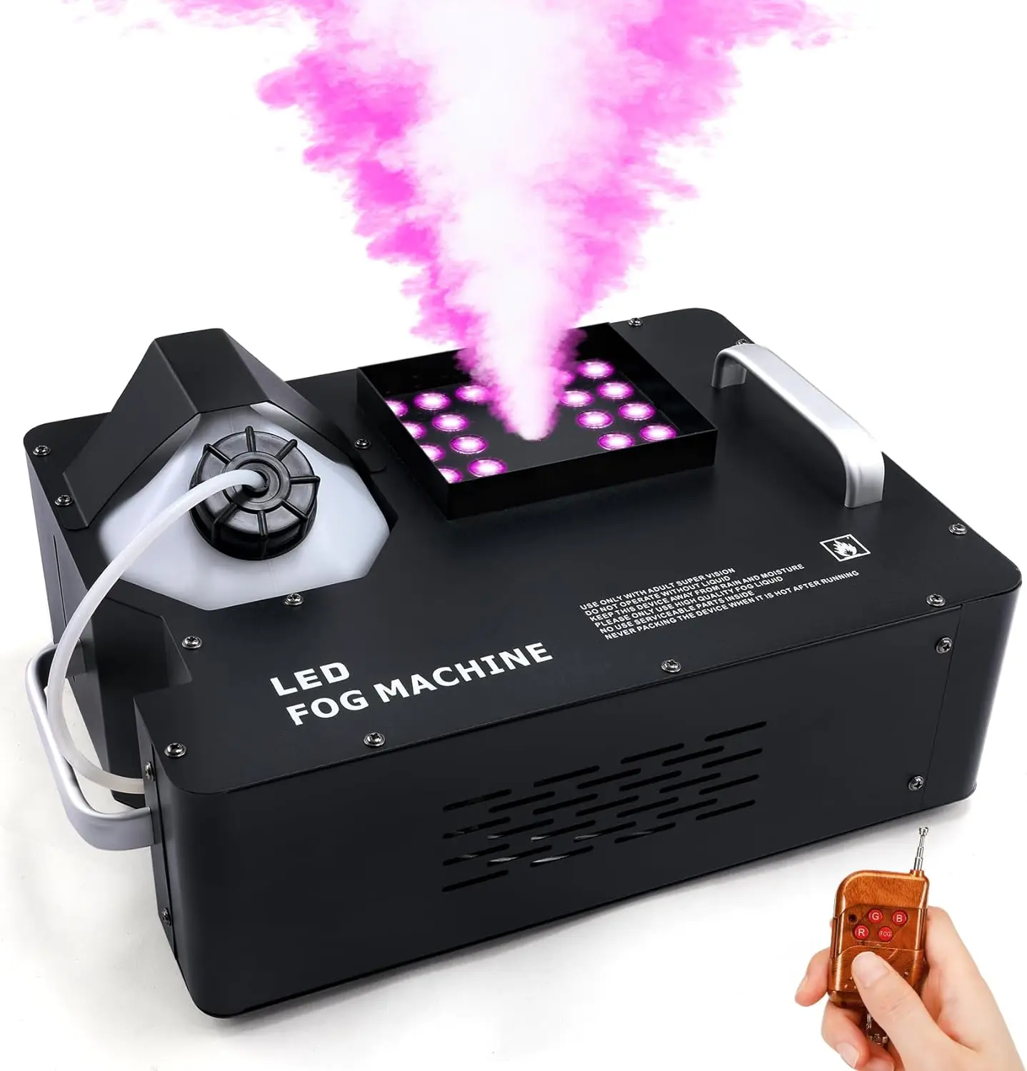 Fog Machine 1500W Vertical Spray Smoke Machine with 24pcs RGB LED Lights Up/Down with Remote DMX for Halloween Manufacturer