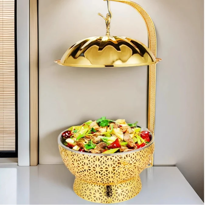 8L Food Warmer Large Golden Chafing Dish Luxury Wedding Buffet Set Gold