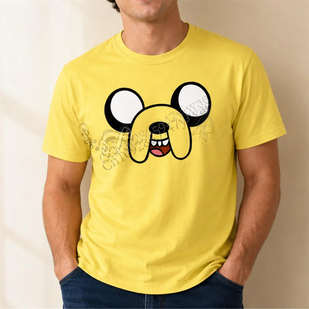 Jake Face T-Shirt, gelbes T-Shirt mit Cartoon-Hund-Motiv, süßes T-Shirt im Abenteuerstil, hochwertiges Oberteil, Sommer-T-Shirt für Kinder und Erwachsene. – Detail 3