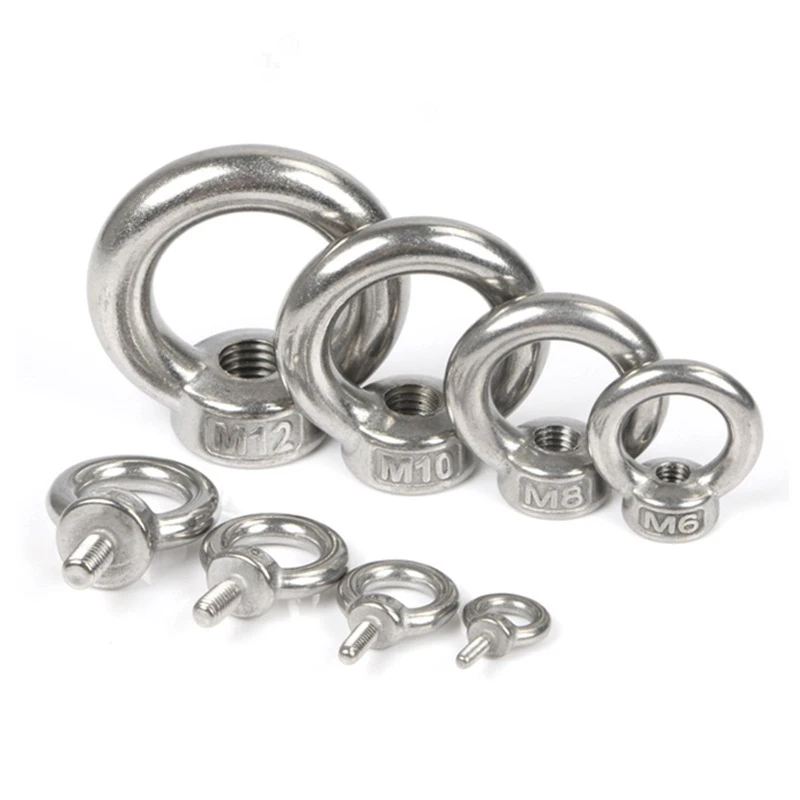 1/ 2/ 5pcs Lifting Eye Nuts/ Screw Ring Eyebolt Ring Hooking Nut Screws M3 M4 M5 M6 M8 M10 M12 304 Stainless Steel
