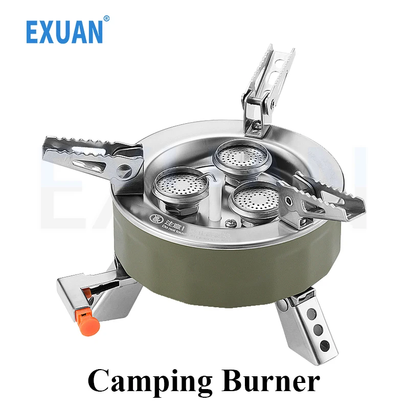 

6800W Outdoor Portable Three Core Furnace 3 Burners Windproof Folding Ultralight Burner Gas Stoves for Picnic Cooking Camp