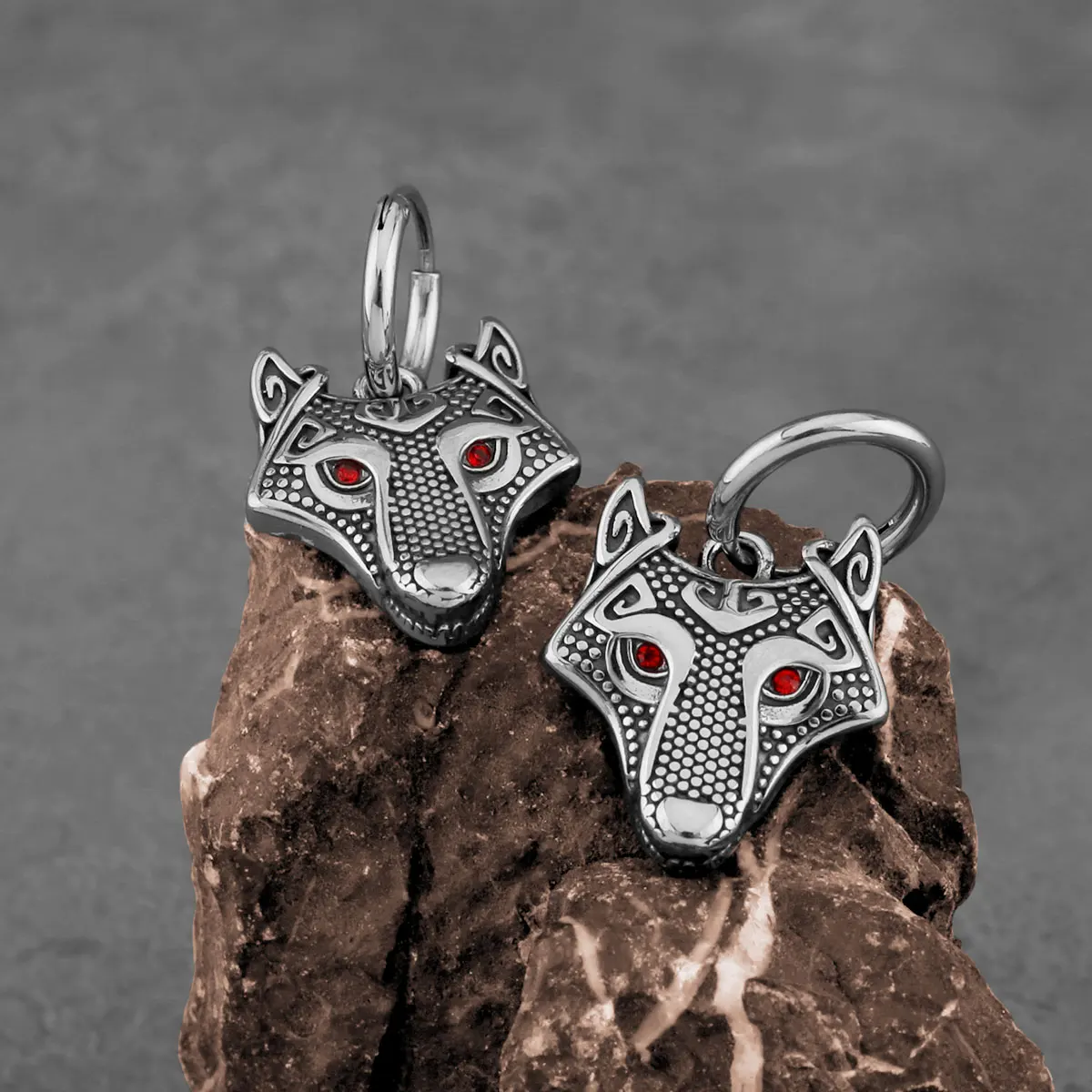 Vikings Odin Wolf Drop Earrings For Men Stainless Steel Nordic Animal Amulet Fashion Earrings Vintage Charm Jewelry Wholesale