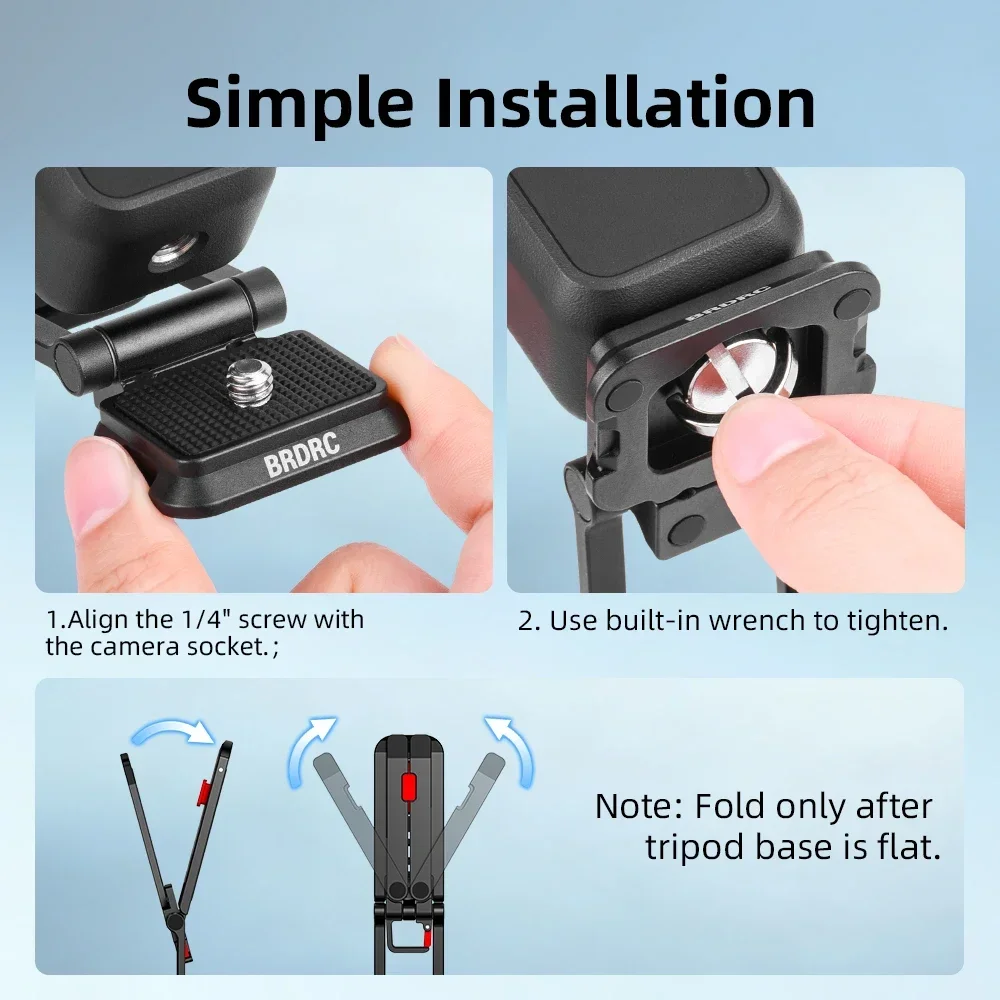 BRDRC Magnetisches Stativ für Insta360 Luna Ultra/Pocket 4/4P/3 Zubehör Faltbares Griffstativ mit verstecktem Haken für Videoaufnahmen – Detail 13