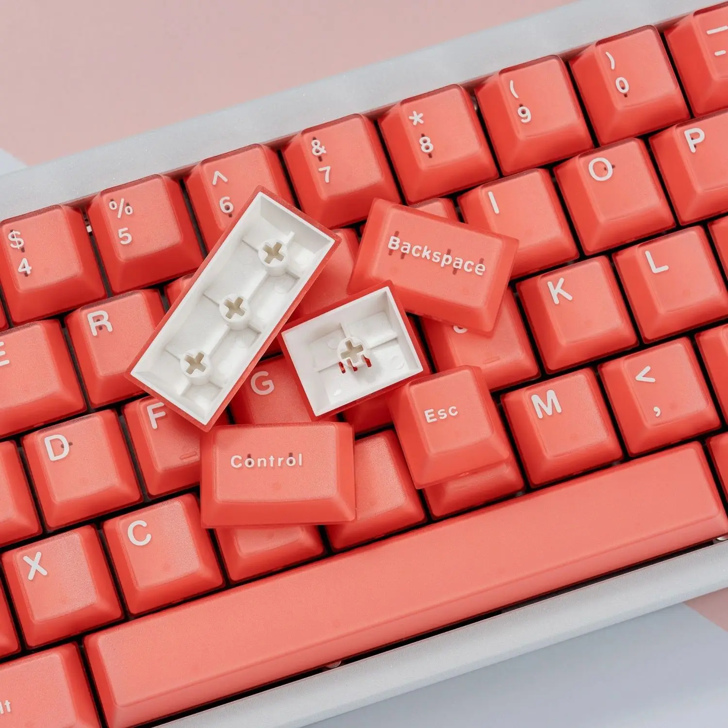 Orange Red Semitransparent ABS Keycaps Cherry Profile 114 Keys Double Shot Keycaps Set for Cherry Gateron MX Switches Keyboards