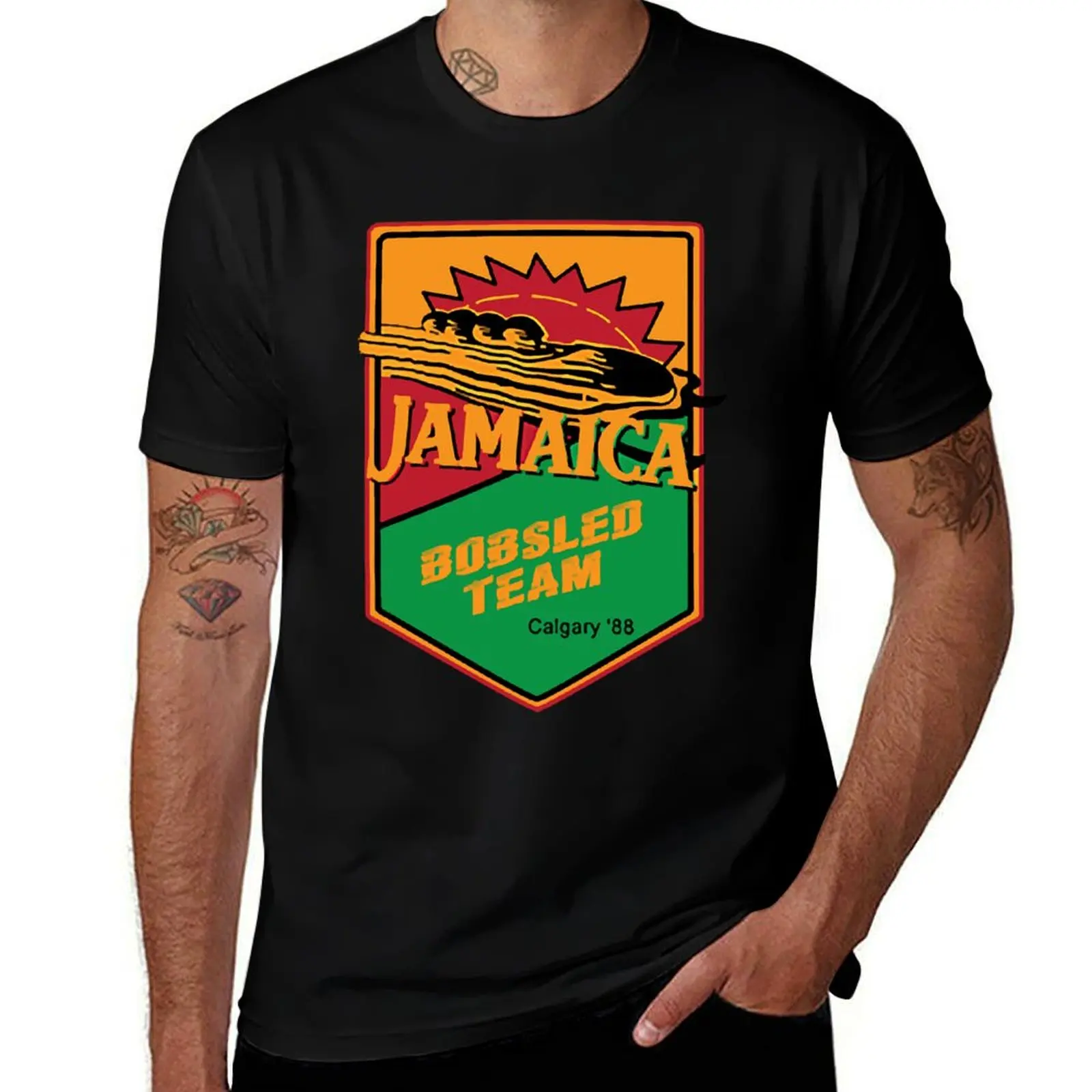 Jamaican Bobsled Team Logo T-Shirt Outdoor Sports Lightweight Tee T-Shirt