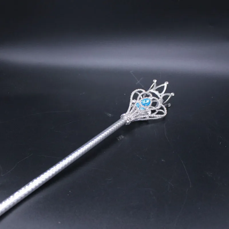High Quality Fairy Princess Queen Flower Scepter Blue Rhinestone Decor Wand Role Play Accessories Clothing Props Wedding Scepter