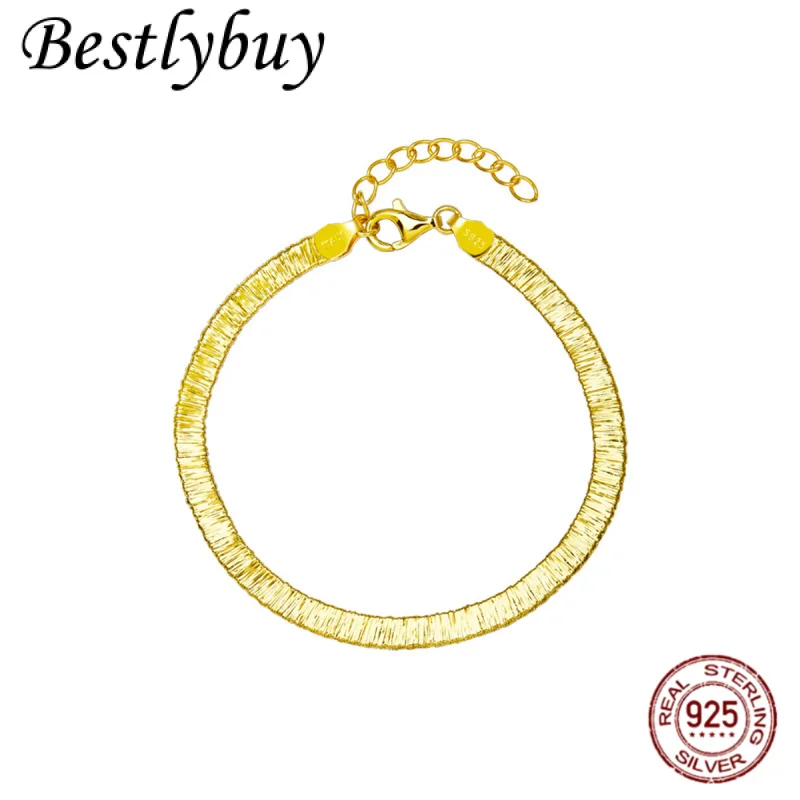 

New S925 Silver Ltalian Brushed Woven Bracelet For Women Fashionable 18K Light Luxury Jewelry Birthday Gift