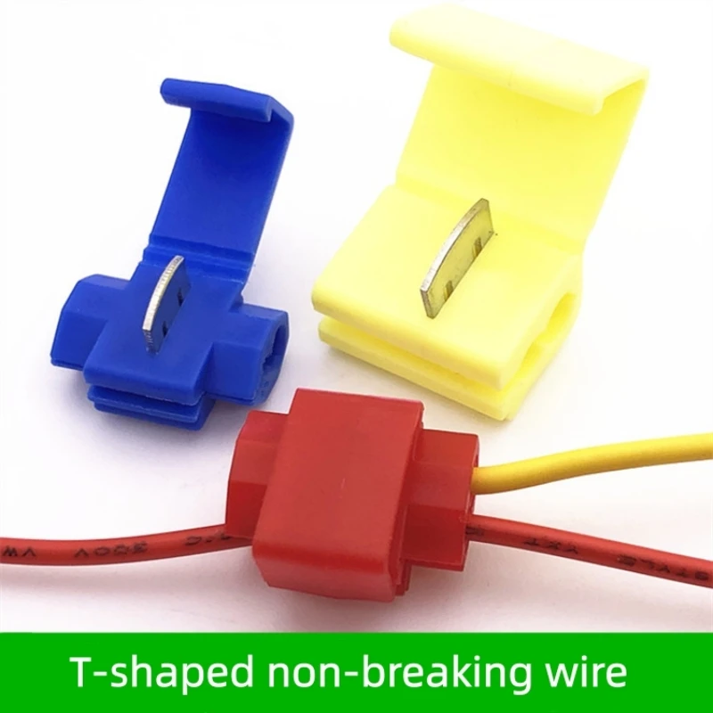 10/50pcs T-type Wire-free Quick Connection Terminal Branch Connection Artifact Lamp Quick Connector Wire Clip 1to 2