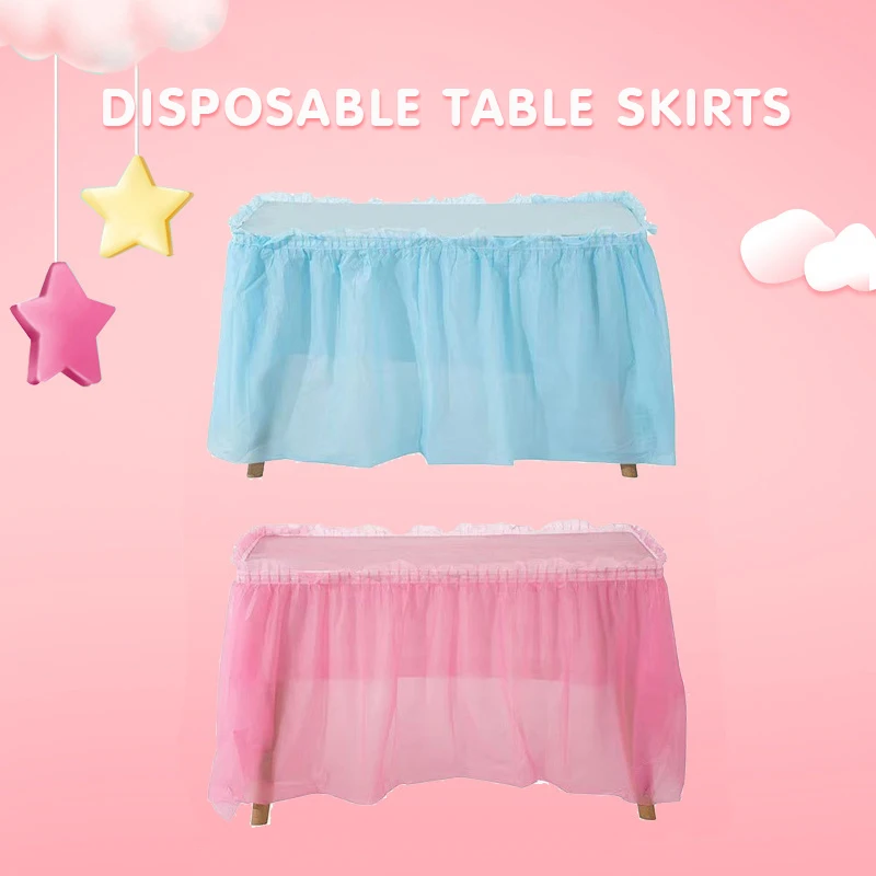 Disposable Table Skirt Plastic Party Tablecloth For Happy Birthday Party Wedding Holiday Decoration