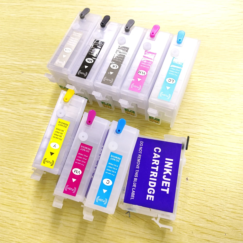 

Картридж SureColor P600, многоразовые картриджи для принтера P600 с чипом для Epson P600 SC-P600 T7601-T7609, 9 цветов, каждый комплект