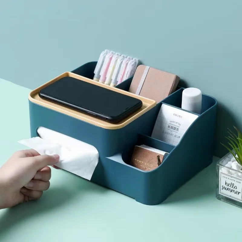 Eine multifunktionale Taschentuchbox zur Aufbewahrung im Wohnzimmer zu Hause, einfache Papierzeichnung, nordischer Stil