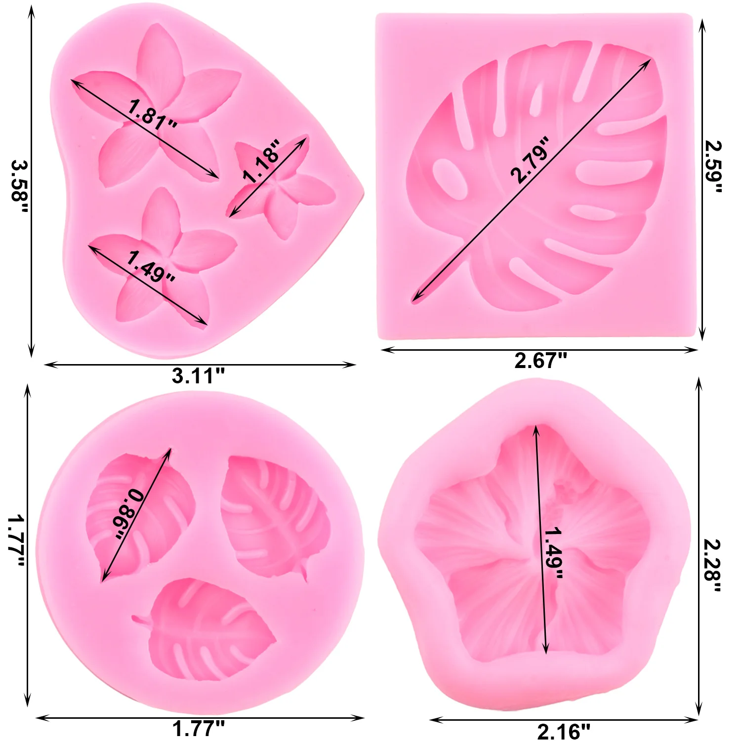 Tropical Leaf Flower Silicone Mold Plumeria Flower Fondant Molds Cake Decorating Candy Resin Mould Chocolate Gumpaste Moulds