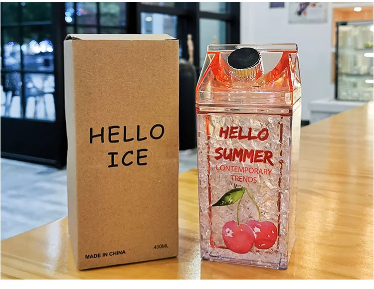 Double Straw Layer Thickened Refrigerator Refrigeration Water Bottle Cold Cup Straw Quicksand Summer Internet Celebrity Ice Cup