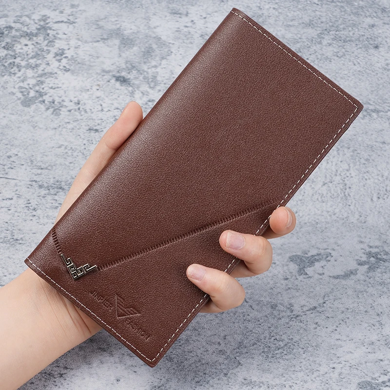 Cross border new men's fashionable long wallet, soft leather wallet, hand-held bag, large capacity business bag, multi card slot