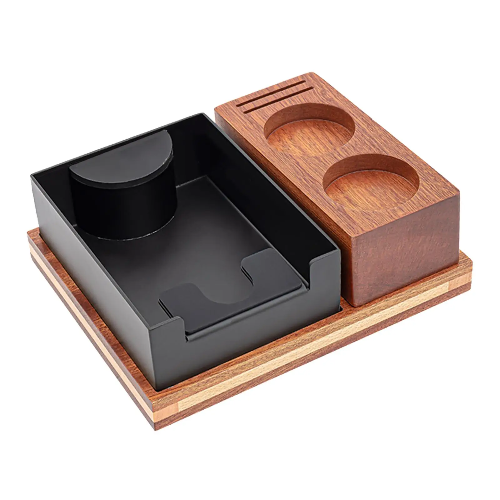 Espresso Knock Box Wood Coffee Tamper Station Organizer for Bar Hotel