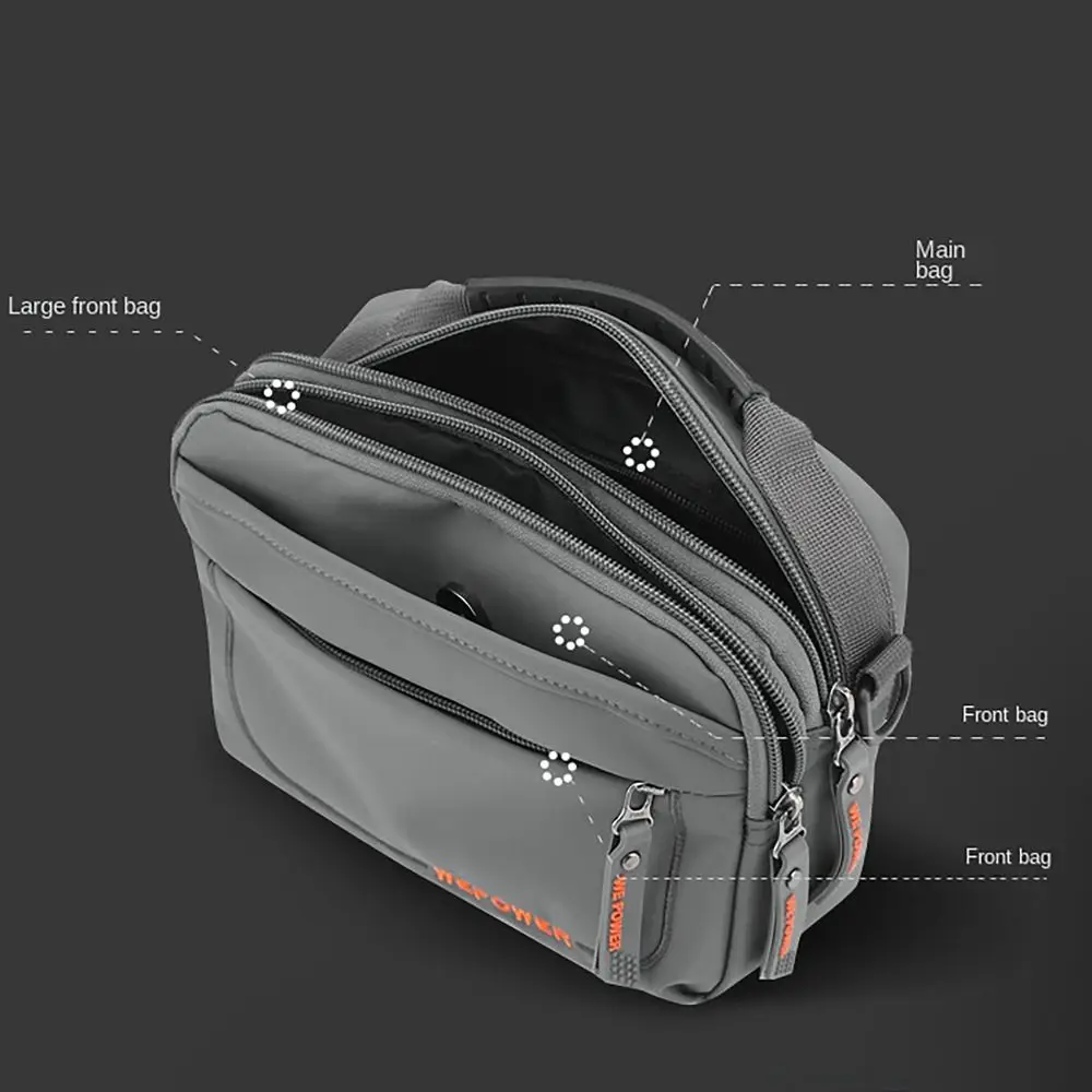 Comfortable Handle Men Crossbody Bags Waterproof Nylon Fanny Pack Detachable Shoulder Strap Boy Messenger Bags