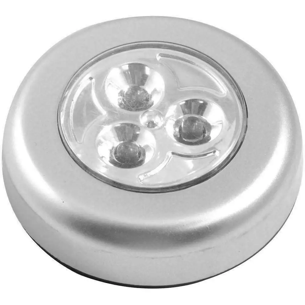3PCS LED Night Light Wireless Touch Push Lamp Battery Powered Under Cabinet Light for Closet Wardrobe Kitchen Bedroom Silver
