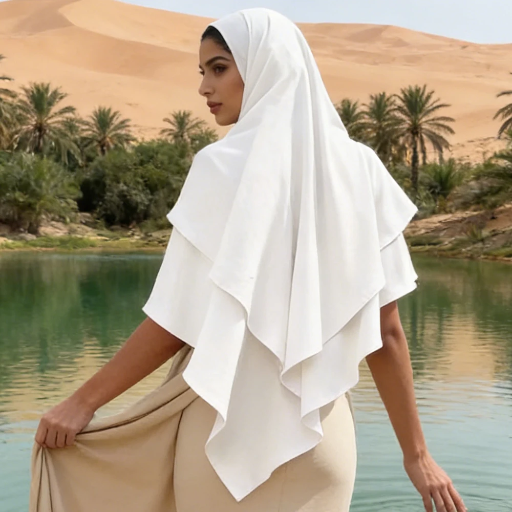 

2 Layer Khimar Women Muslim Prayer Garment Ramadan Eid Hooded Niqab Islamic Clothing Scarf Hijab Arabic Burqa Robe Abayas Abaya