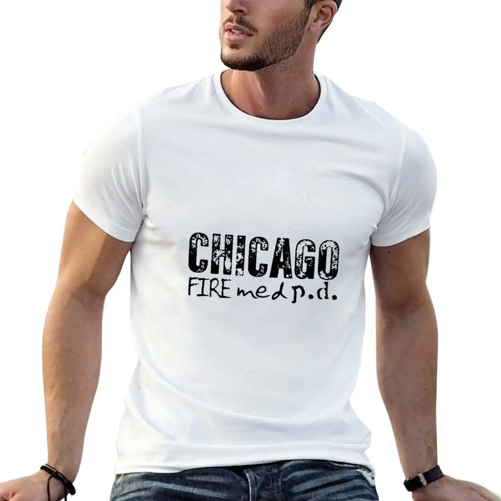 One Chicago - med, fire, pd T-Shirt plus size clothes blue archive mens shirts graphic tee