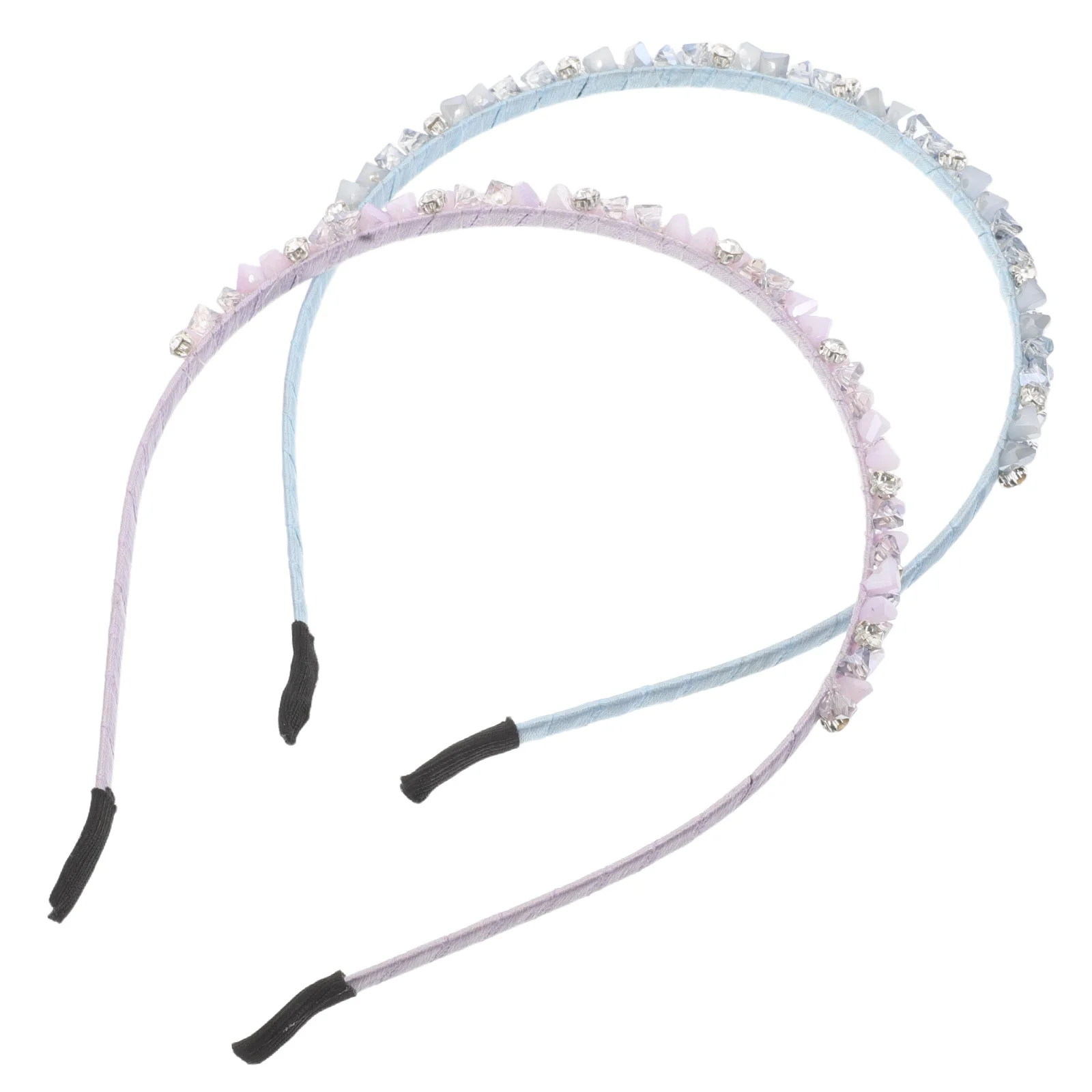 

2pcs Gravel-set Crystal Hairbands Purple Blue Elegant Headpieces Wedding Party Accessories Women Embellished Hoop Hair Tool