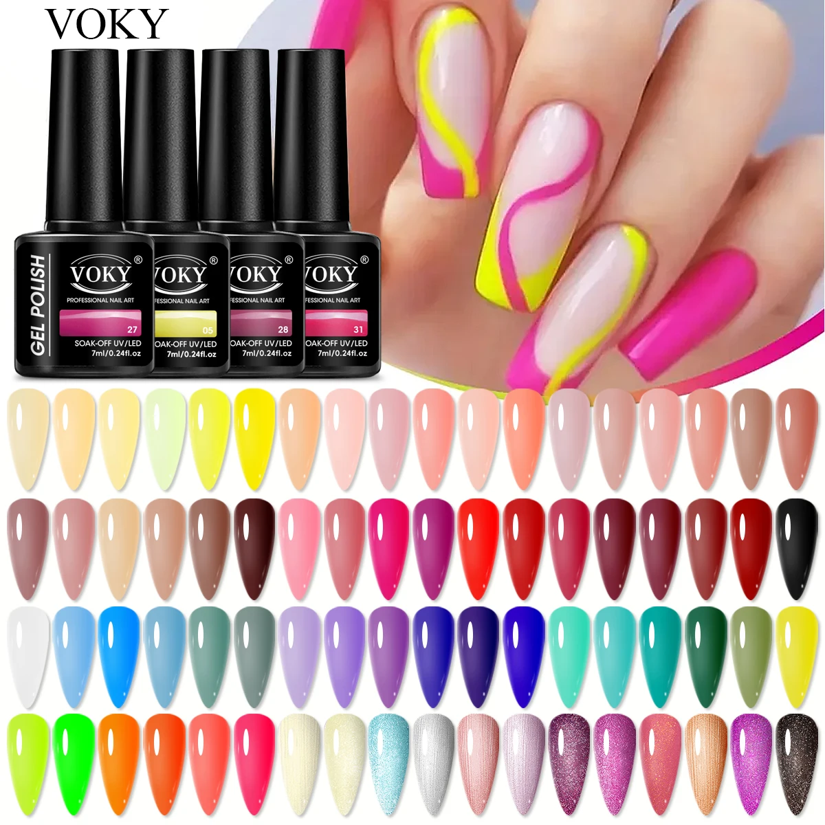 

VOKY 10-piece 7ml New Model Nail Gel Set - Semi-permanent Nail Art - Immersion-type UV LED Nail Salon - DIY Nail Salon Gel