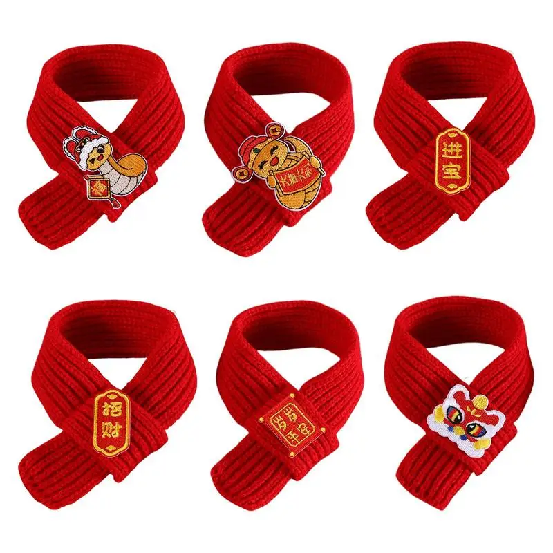 New Year Cat and Dog Scarf Cute Pet Ornaments Winter knitting Scarf Neck Warm Lucky Dress Up Clothing Red Scarf Pet Accessories