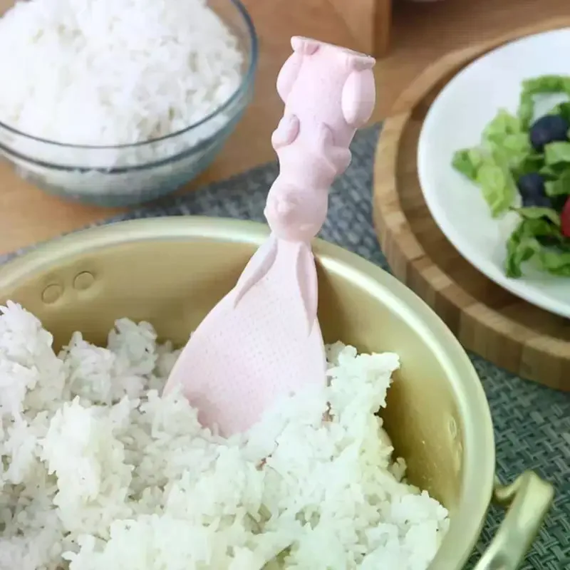 Straw Rabbit Spoon Can Stand Up Rabbit Rice Spatula Rice Cooker Creative Non-stick Rice Cartoon Rice Spoon Cooking Spoons Tools