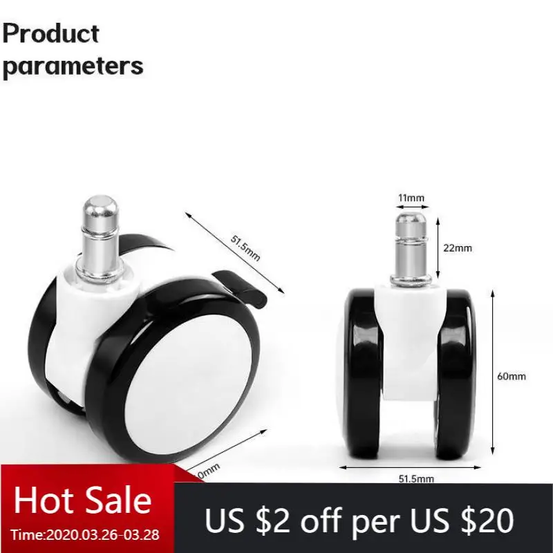 

5 PCS 2.5 inch Silent PU Wheels M8/M10/M11 Thread Swivel Casters for Office Chair, Desk & Furniture Noise-Free Rolling