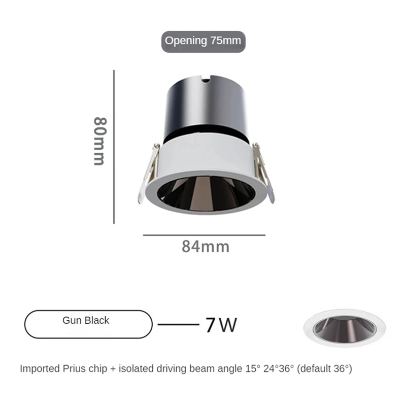 1 Set Anti-Glare Led Spotlight Dimbaar Inbouw Downlight Led Cob Spotlight 3500K