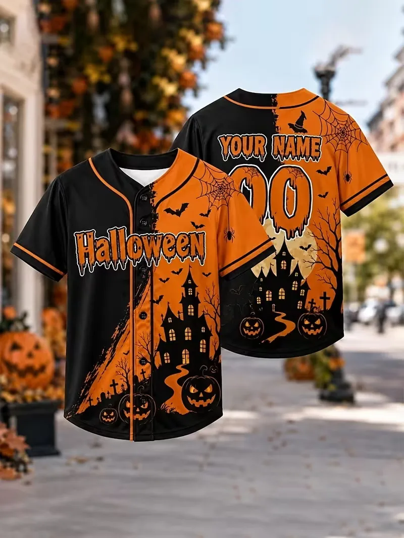 Men Cyberpunk Cyborg Skull Baseball Jersey Neon Mechanical Skeleton design Short Sleeve Button Down shirts Streetwear Party Tops