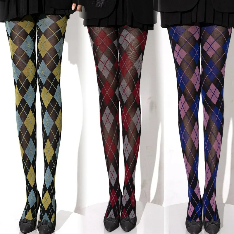 

Sexy Stocking Tights for Women Girls JK Party Cosplay Retro Plaid Pattern Thigh High Socks Pantyhose Vintage Gothic Punk Legging