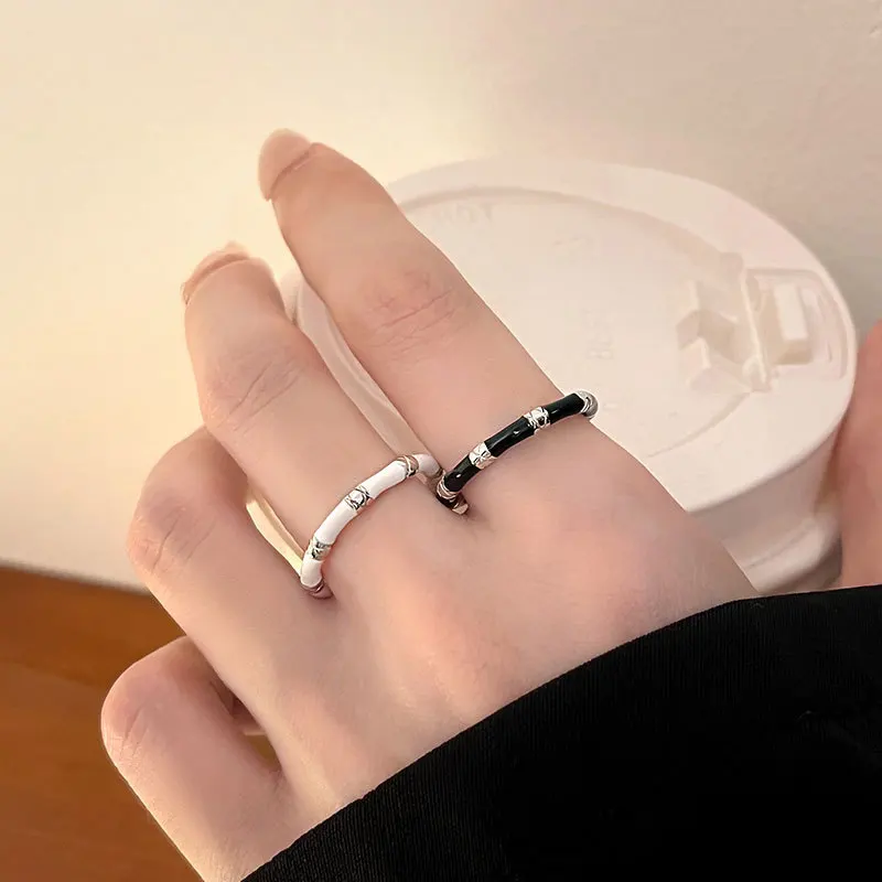 VENTFILLE 925 Sterling Silver Ring for Women Girl Gift Dropwise GlazeBamboo Joint Hip Hop Retro Geometry Jewelry Dropshipping