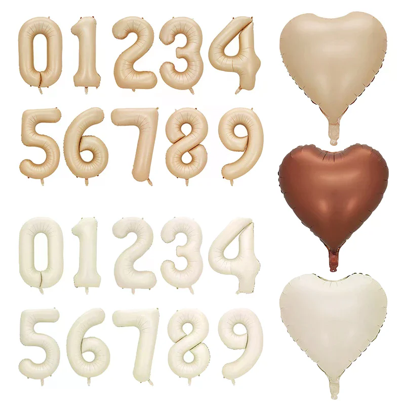 1/3/10pcs Holiday Party Decorations, Baby Birthday Decorations, 32-inch Individually Wrapped Caramel Cream Number Foil Balloons