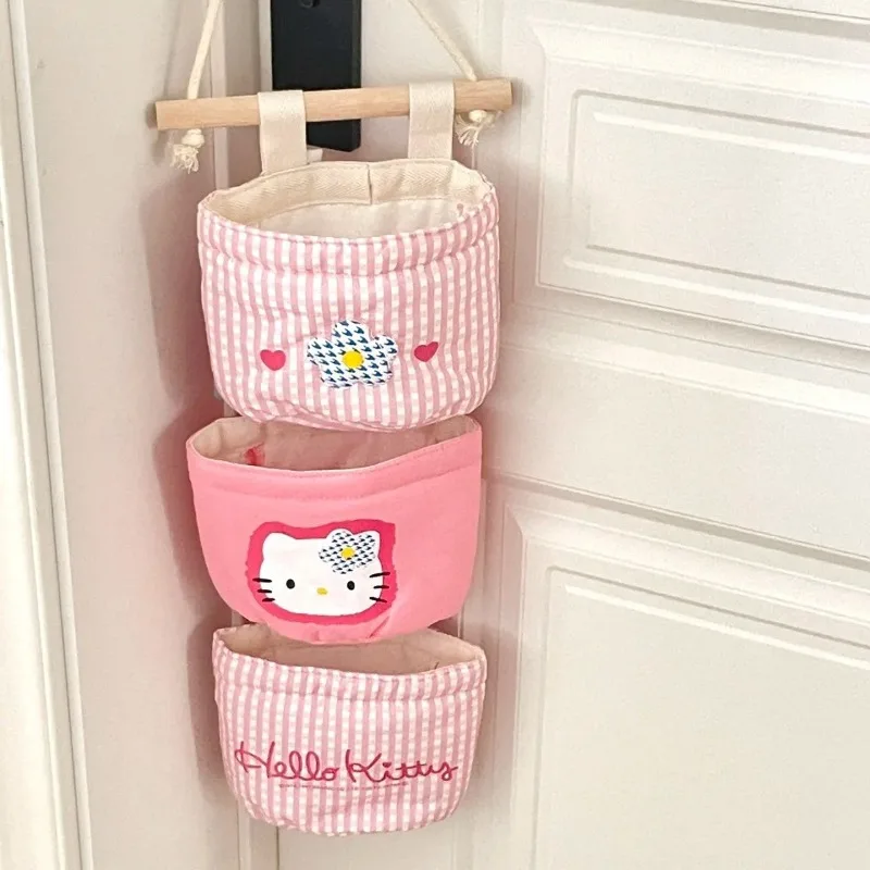 Hello Kitty Kawaii Cute Cartoon  Storage Bag Hanging Hanging Bag Bedside Door Behind Fabric Storage Bag Room Storage Artifact