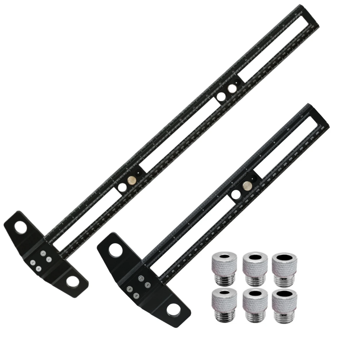 Jig Dowelling Multifungsi dengan Selongsong Bor, Penggaris Pencetak Posisi Pengeboran 2 In 1 Kotak Penanda Dapat Disesuaikan