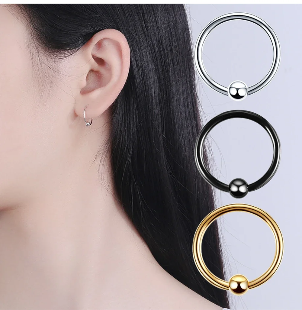Surgical Steel Captive Bead Ring Ear Hoop Nose Ring Ear Tragus Cartilalge Piercing Nipple Ring Body Piercing Jewelry Earring