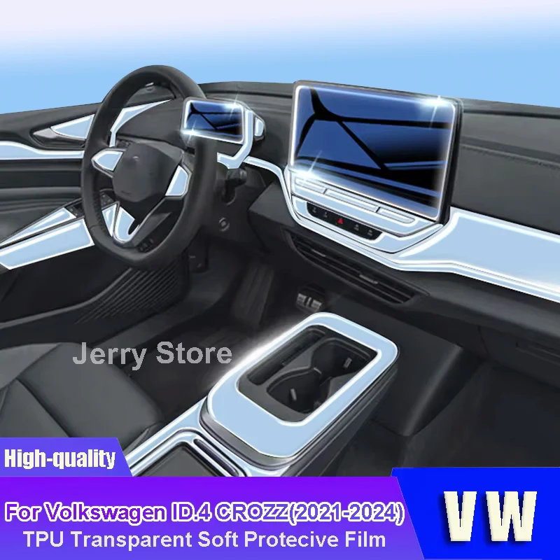 

Anti-scratch Repair Car Stickers For Volkswagen ID.4 CROZZ 2021-2024 Car Interior Center Console Transparent TPU Protective Film