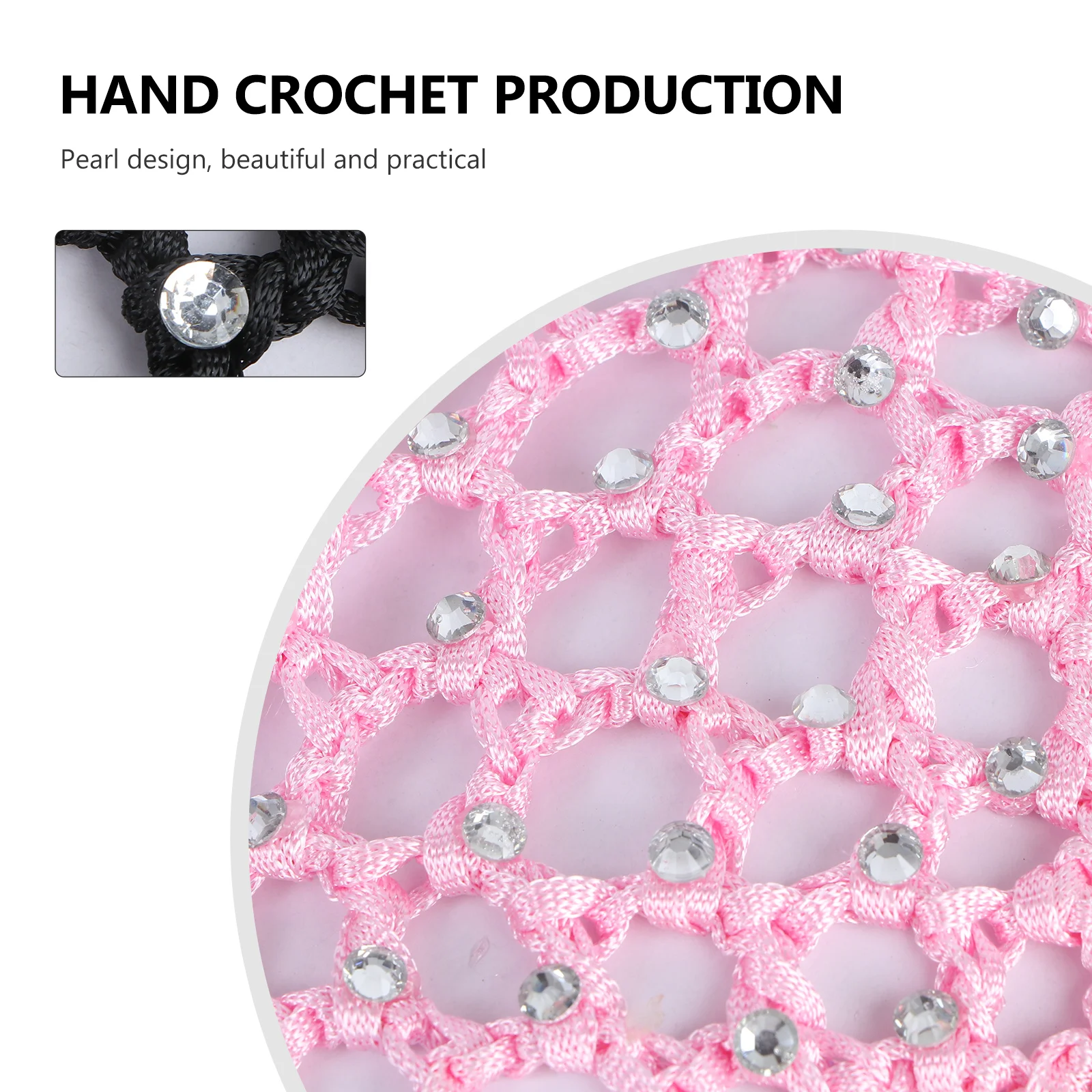 

5Pcs Elastic Hair Snood Net Pearl Design Durable Hairnet for Dance Party Performance Black Maize Yellow Light Purple