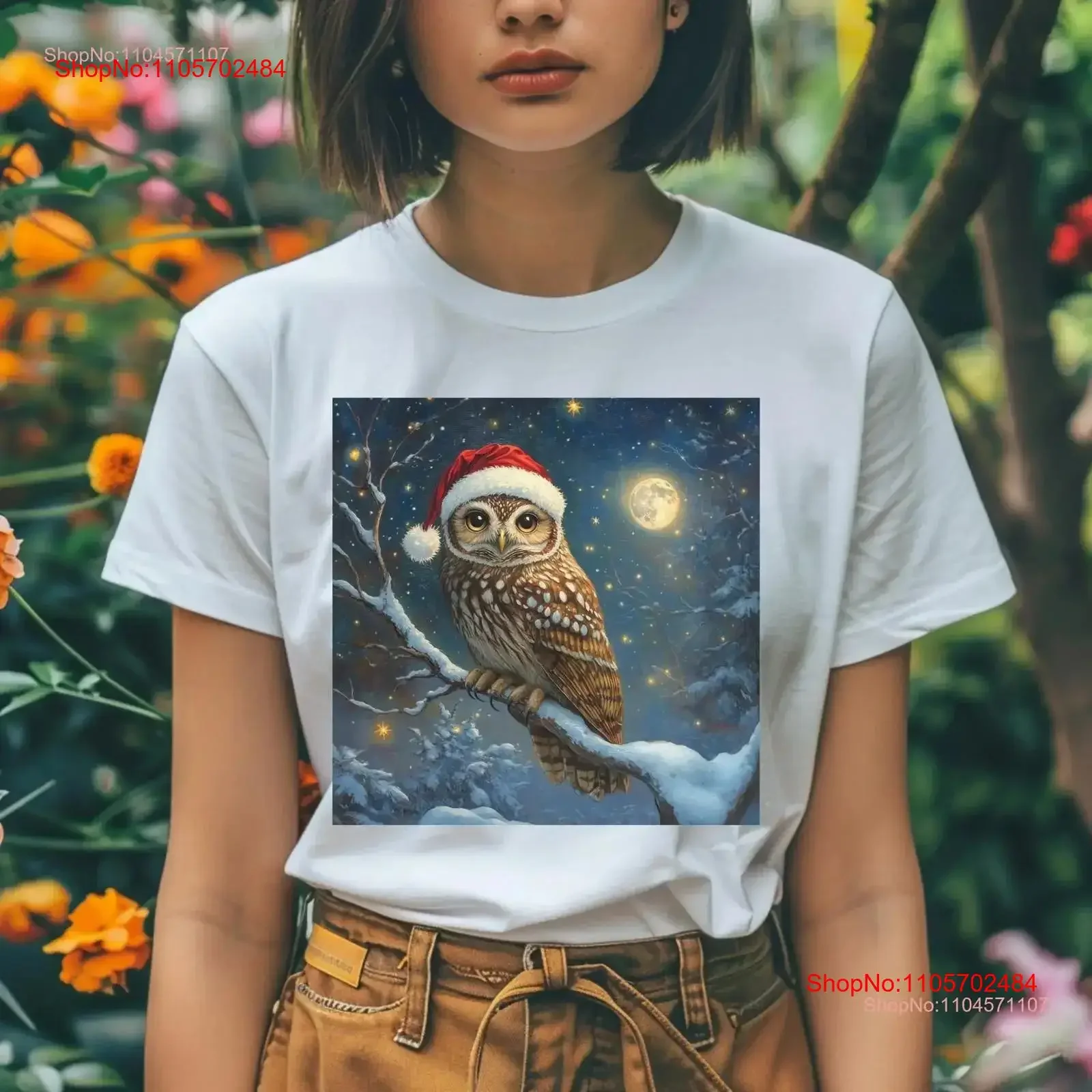 Wisdom of the Winter Owl T Shirt Christmas Theme Animal Bird Art Casual Idea vintage Washed fashion Soft Slightly Unisex