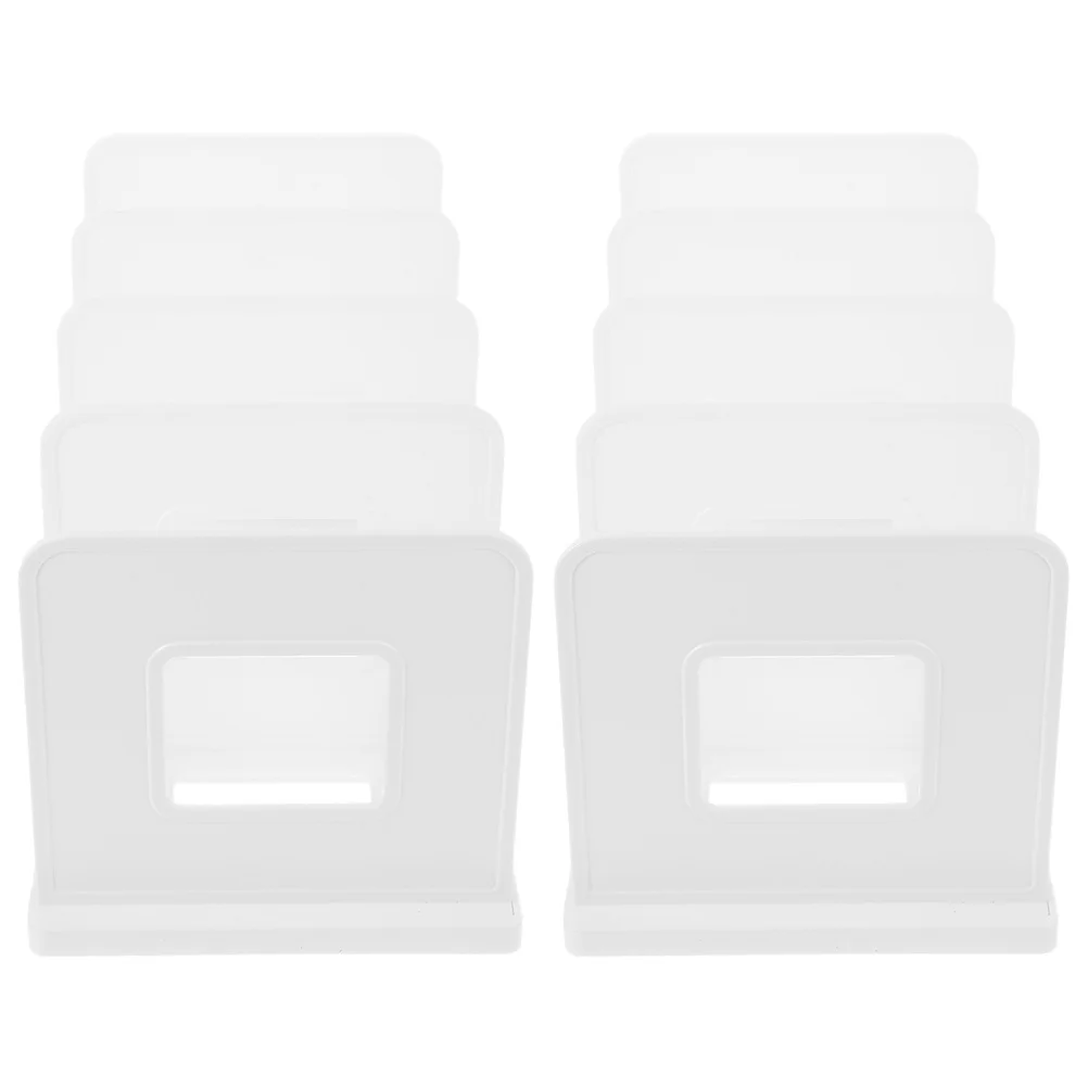 

2Pcs Book Stand Organizer Plastic Desk File Holder Modern White Magazine Rack Vertical File Sorters for Office Classroom Desktop