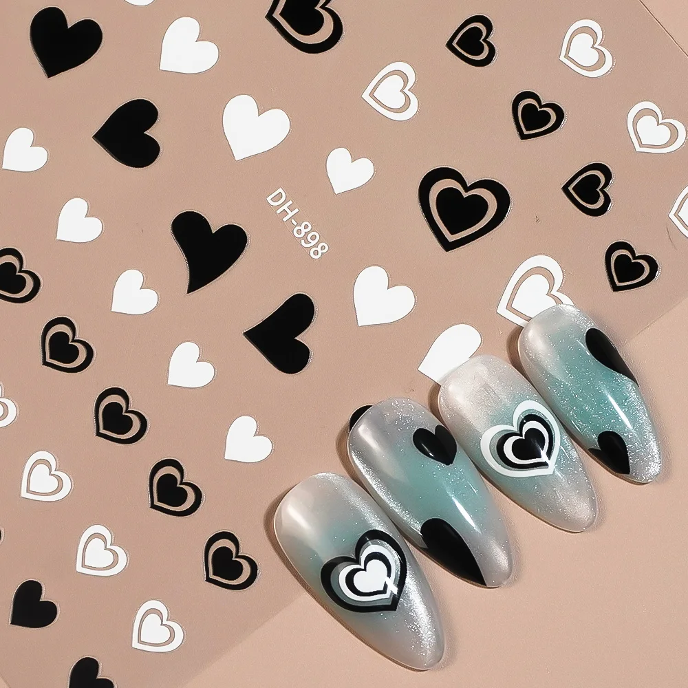

Colorful Multi Heart Nail Stickers IG Trend Love Self-Adhesive Nail Art Decals Cute Romantic Manicure Sticker