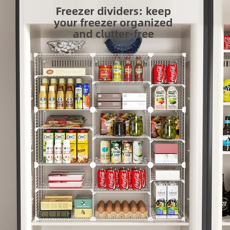 Adjustable Metal Freezer Storage Rack Steel Mesh Vertical Organizer Tool Free Assembly Two Four Six Layers One Three Columns