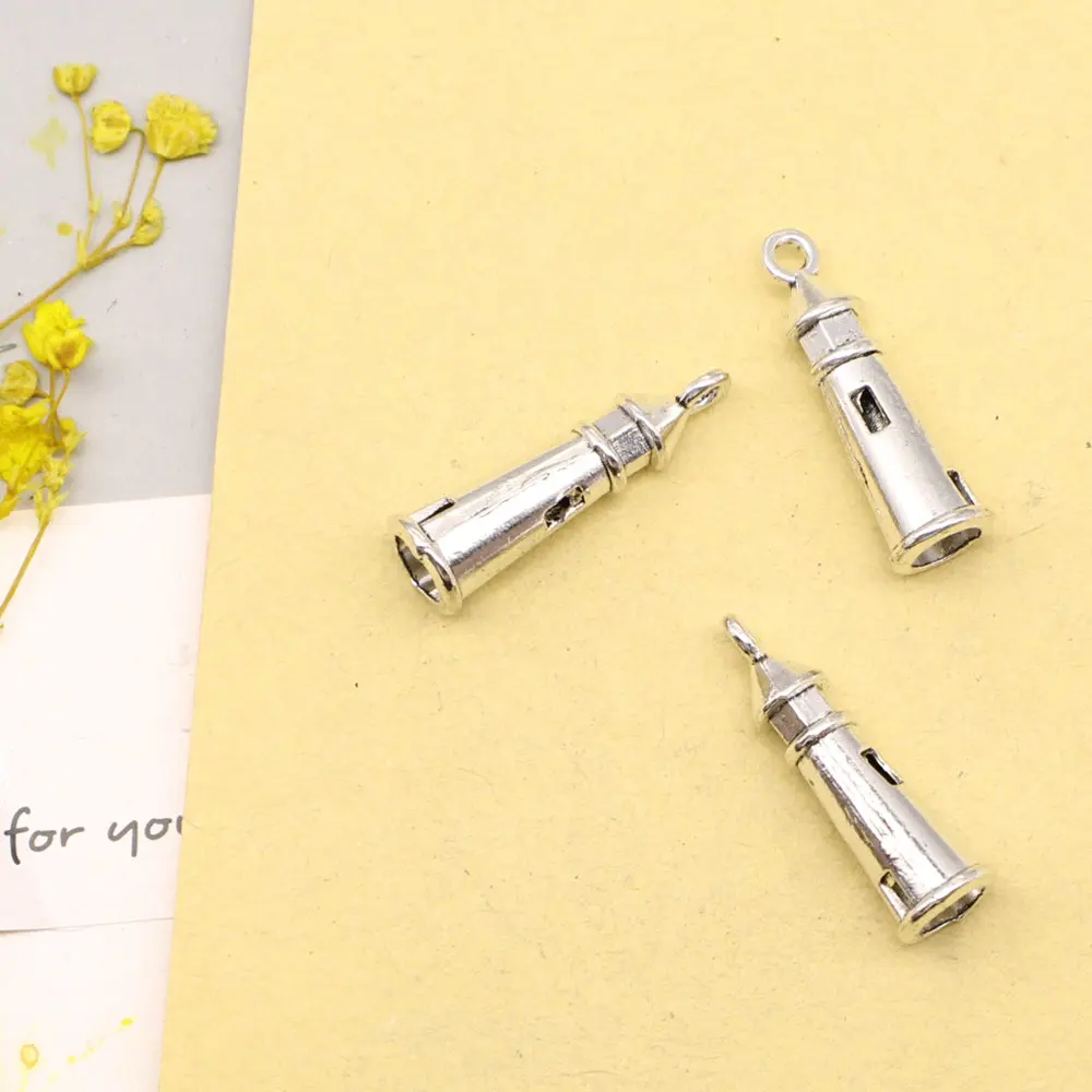 10pcs 8x25mm Lighthouse Charms Pendant Diy Findings For Diy Jewelri Antique Silver Color