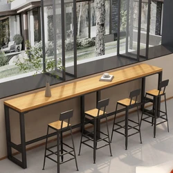 Coffee Standing Side Bar Table High Restaurant Cocktail Bar Table Outdoor Wood Buffet Mesa Comedor Kitchen Furniture LJ50BT