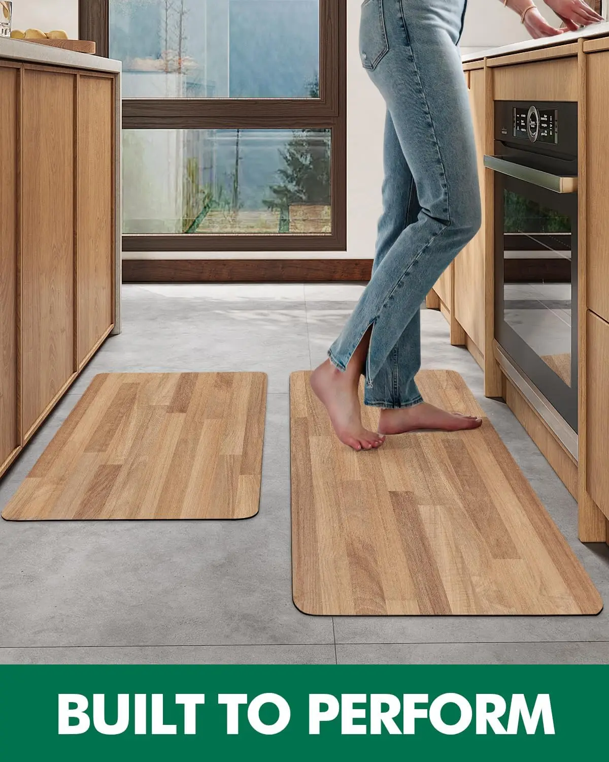 VIKAMA 1/2PCS Wood Grain Kitchen Diatoms Mud Floor Mat Non-Slip Quick Drying Absorbent Kitchen Home Office Standing Carpet
