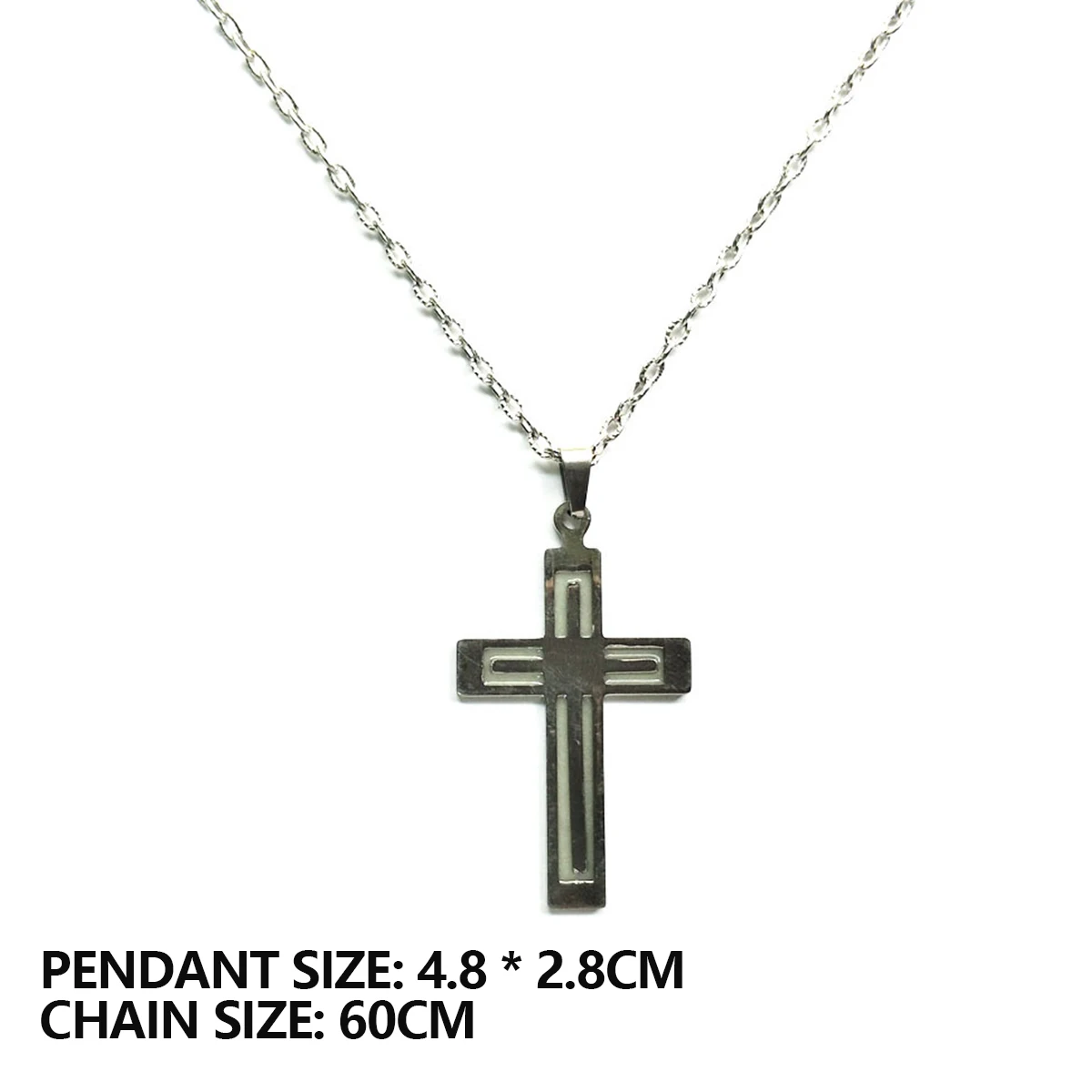 Stainless Steel Luminous Cross Pendant Necklace for Men Women Minimalist Jewelry Male Female Necklaces