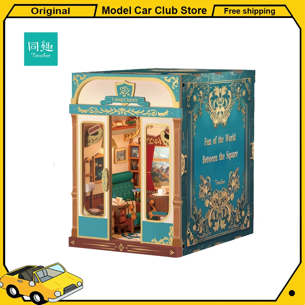 Tonecheer viaje a Europa luces coloridas bloque de construcción casa de muñecas Diorama modelo Kit DIY 3D rompecabezas de madera decoración juguetes regalo