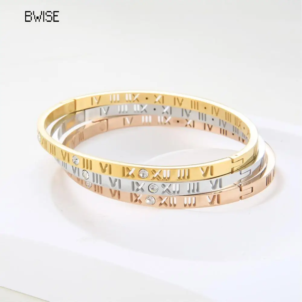 Bwise Roman Numerals Bracelet For Women Stainless Steel Jewelry Accessories Luxury Bracelet Women Fashion